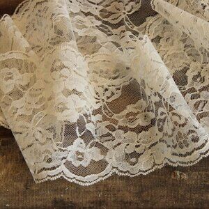 Vintage Ivory Lace Trim, 50" long, or 1.5 yards,  5.5" wide, Sewing Crafting